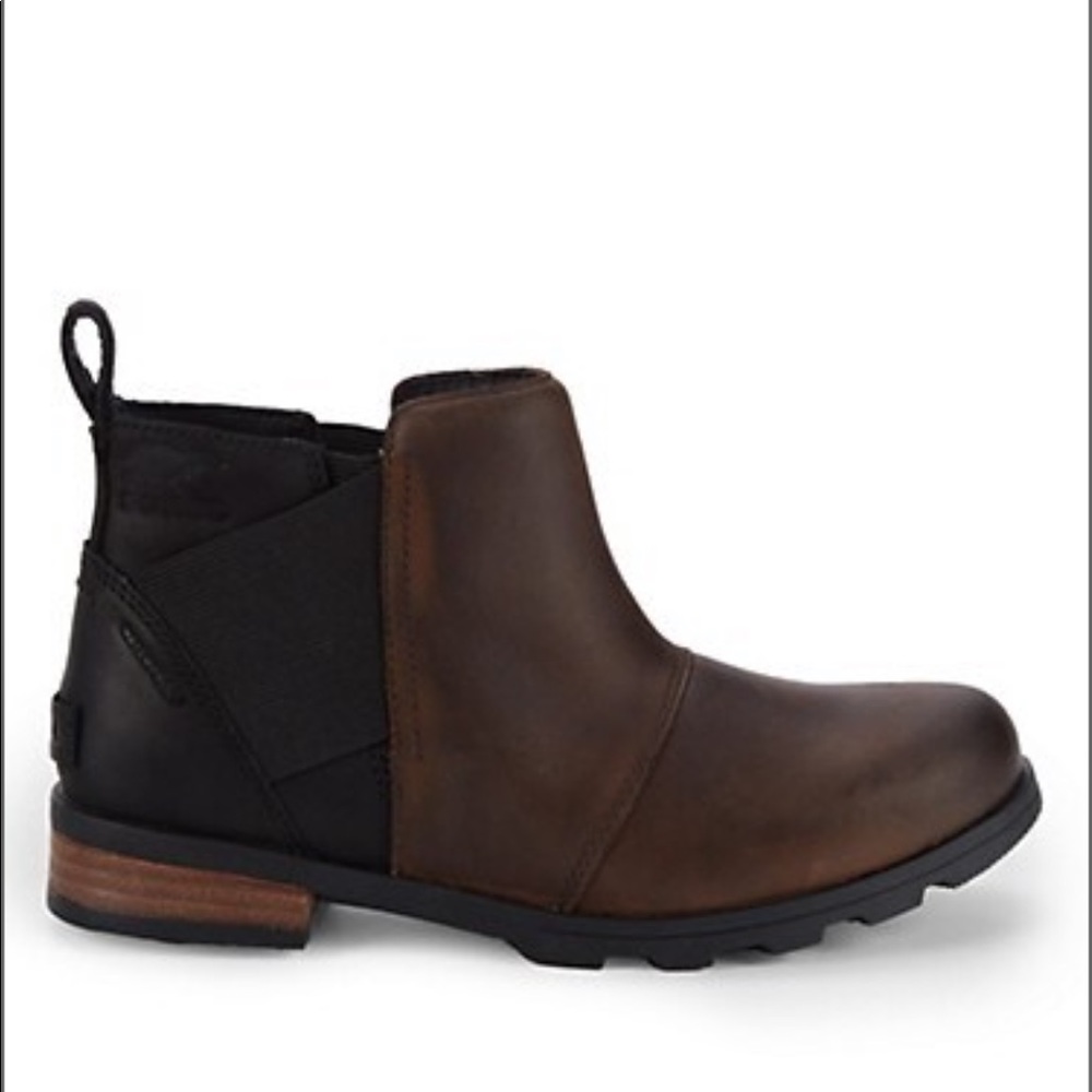 New Sorel Emelie Brown Leather Chelsea Boot Size 8
